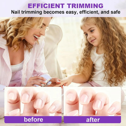 LINMANDA Portable Auto Nail Trimmer 2in1 Clipper Polisher Low Noise LED Anti-Splash Rechargeable Manicure Tool Kids Adult Senior