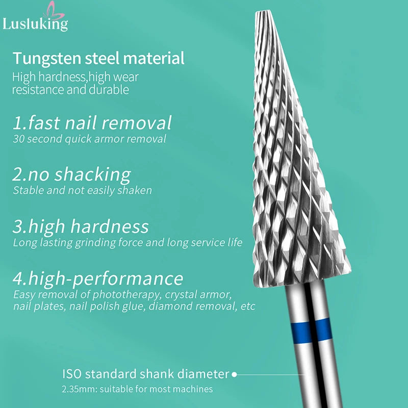 Tip Tungsten Carbid Nail Drill Bits Electric Manicure Drill Accessory Milling Cutters for Nail Gel Polish Remover Nail Tools