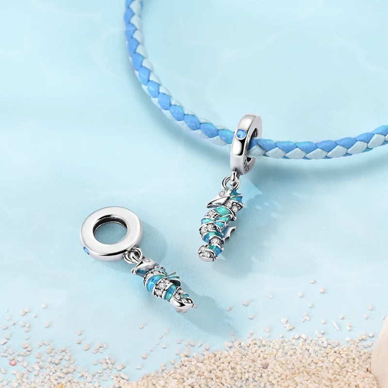 Fit Original 925 Sterling Silver Charms Beads Blue Luminous Whale Shark Seahorse Dolphin Charms For Women Fine DIY Jewelry Gifts