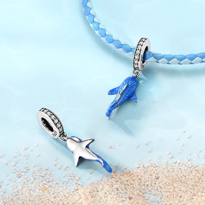 Fit Original 925 Sterling Silver Charms Beads Blue Luminous Whale Shark Seahorse Dolphin Charms For Women Fine DIY Jewelry Gifts