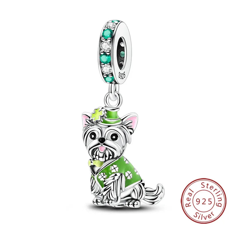 Charms 925 Sterling Silver Dog Cat Paw Print Love Pets Charms Beads Fit Original Bracelets Necklaces Pendant Women DIY Jewelry