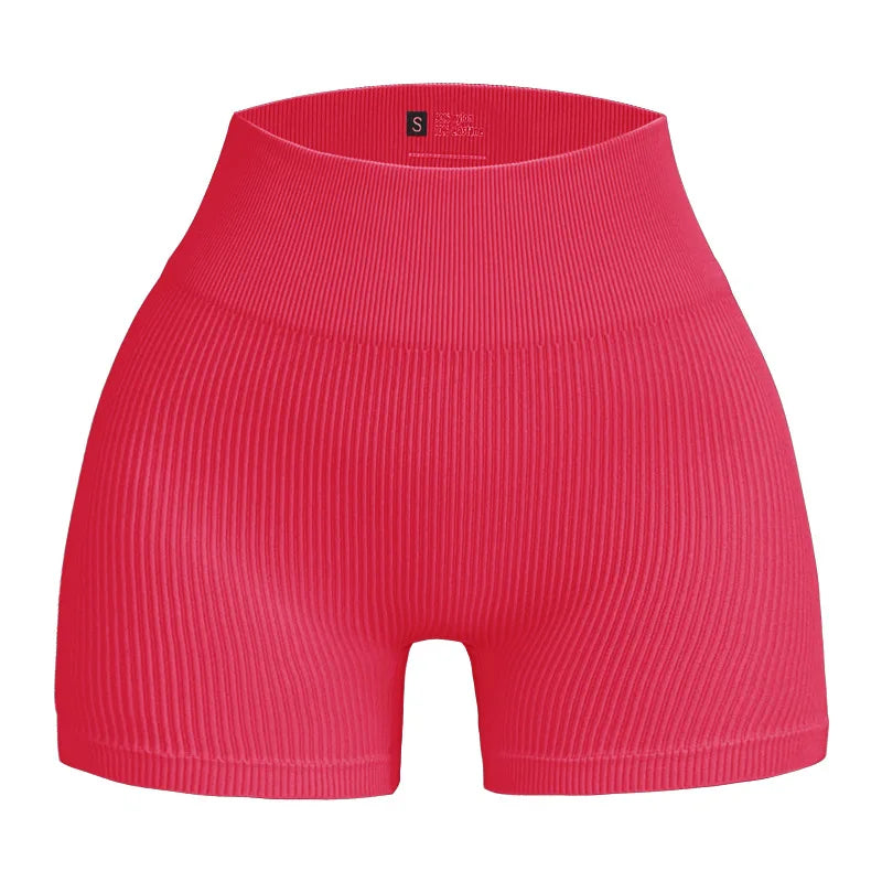 Women's Ribbed Knited Shorts Seamless Yoga Shorts Stretchy High Waist Shorts Sexy Hip Liftting Cycling Running Three Point Pants