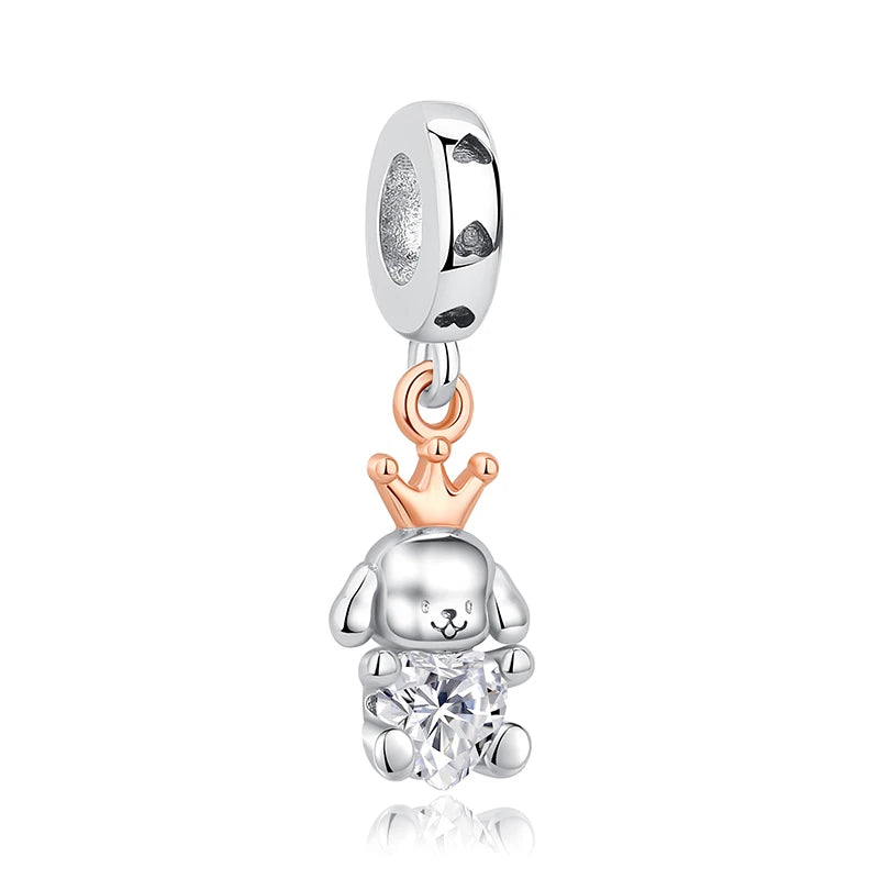 Original 925 Sterling Silver Charms Love Pets Dog Cat Paw Print Pendant Beads Fit Brand Bracelets Necklaces Women DIY Jewelry