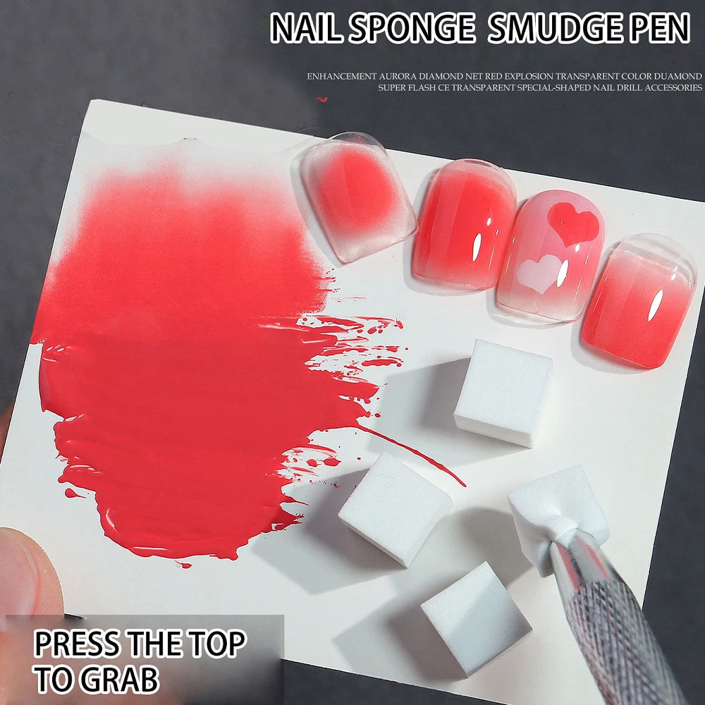 4 Claw Metal Grabber Reacher Tool White Nail Art Tools with 50Pcs/200Pcs Mini Nail Sponges Blocks Nail Buffer for Home Improveme