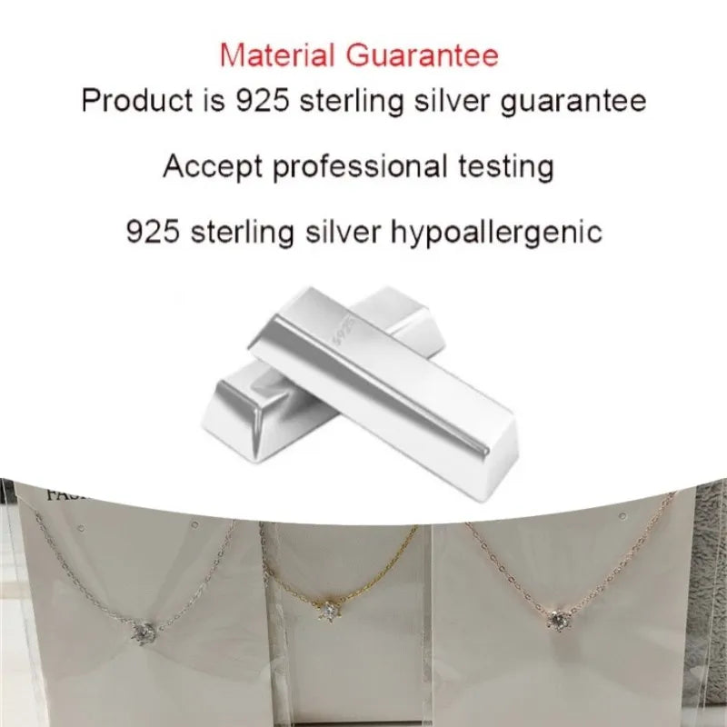 Somilia 925 Sterling Silver Necklace For Women 18K Rose Gold Plated 5A Zircon Pendant Necklace Real Money Fine Jewelry Moms Gift