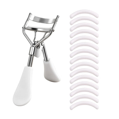 Portable Eyelash Curler with 15 Silicone Pads and Stainless Steel Eyelash Curler, Used for Eyelash Extensions and Curling Tools