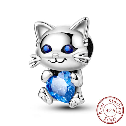 Charms 925 Sterling Silver Dog Cat Paw Print Love Pets Charms Beads Fit Original Bracelets Necklaces Pendant Women DIY Jewelry