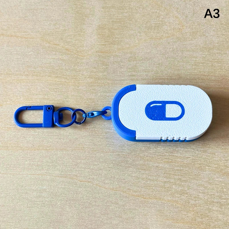 Mini Portable Plastic Pill Box with Keychain - Cross Symbol Medicine Case for Daily Use And Emergencies Sliding Capsule Holder