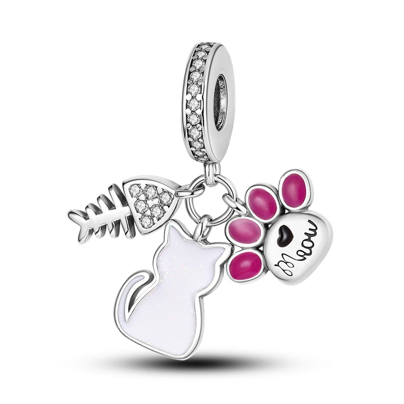 925 Silver Rainbow Flower Dragonfly Charms Dangle Charm Animal Bead Fit Original Bracelet Jewelry DIY