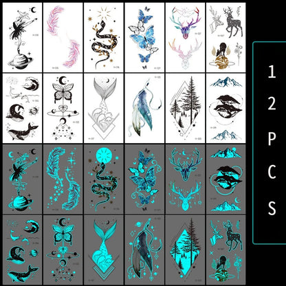 Halloween Luminous Temporary Tattoos Stickers UV Glow Fluorescent in the Dark For Body Face Tattoo Stickers Party Accessorie