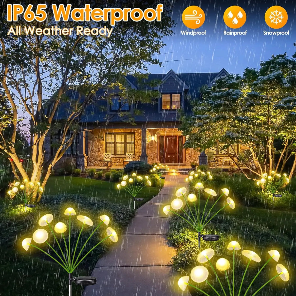 LED Solar Jellyfish Mushroom Lamp, Used for Outdoor Courtyard Landscape Decoration Lighting, Suitable for Lawns, Garden Terraces