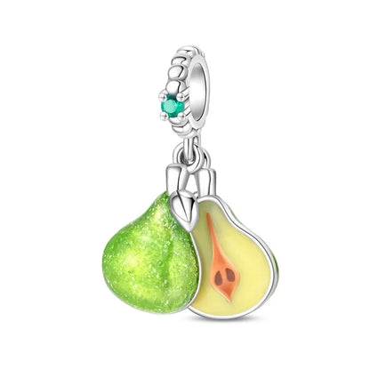 925 Silver Color Strawberry Cherry Apple Avocado Fruit Charms Beads Fit Qikaola 925 Original Bracelets Fine DIY Birthday Jewelry