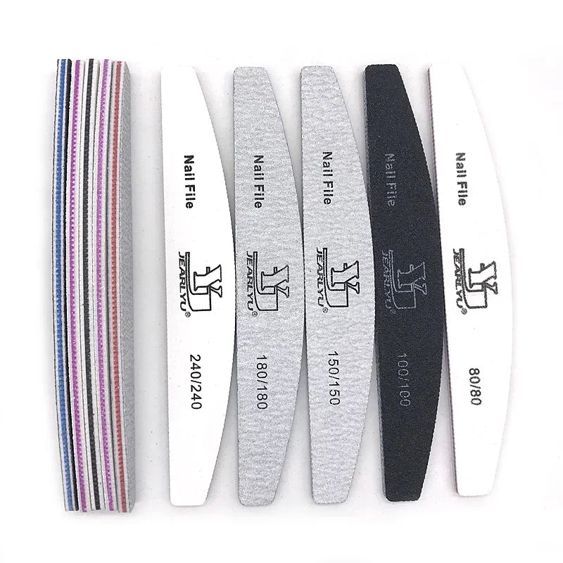 5Pcs Professional Nail File Set – 80/100/150/180/240 Grit Mix | Colorful Emery Boards for Shaping, Buffing & Cuticle Prep