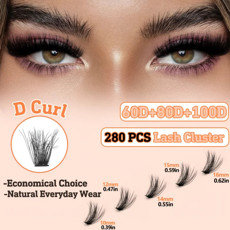 DIY lash Professional Eyelash Extension/10-16mm/Thick False Eyelashes Mixed0.07mm/D Curl Cat-Eye for a Fluffy And Dramatic Look