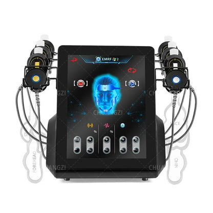 Ems RF Facial Electrostimulation Face Lifting FaceMachine 6 Handles Sculpt Face Pads Massager Device Anti Aging Wrinkles Removal