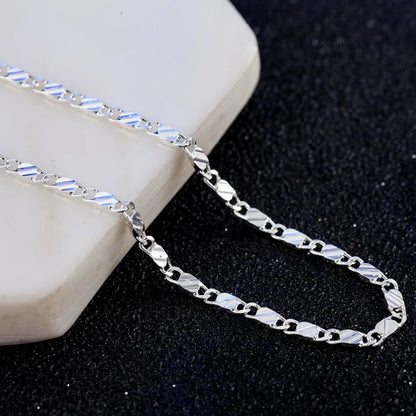 New 925 Sterling Silver fine 2MM flat Clavicle chains Necklaces for Men Women wedding party Jewelry Christmas gifts 40-75cm