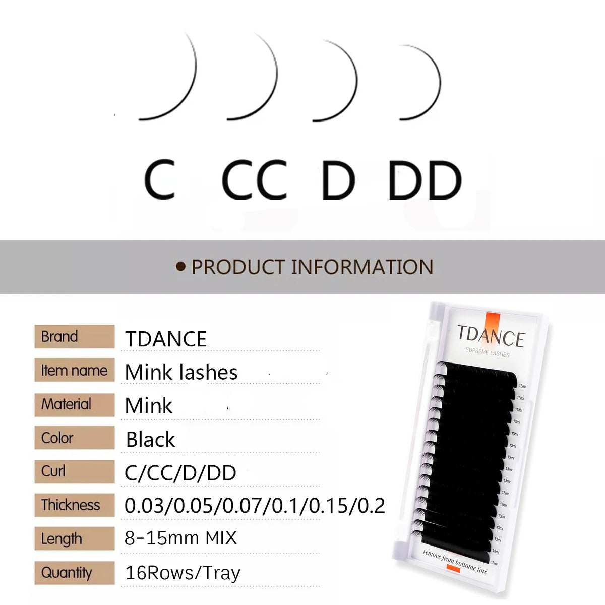 TDANCE Classic Eyelash Extension Korea PBT 16 Row Matte Black Faux Mink Lashes Russian Volume Makeup Eyelashes Individual Lash