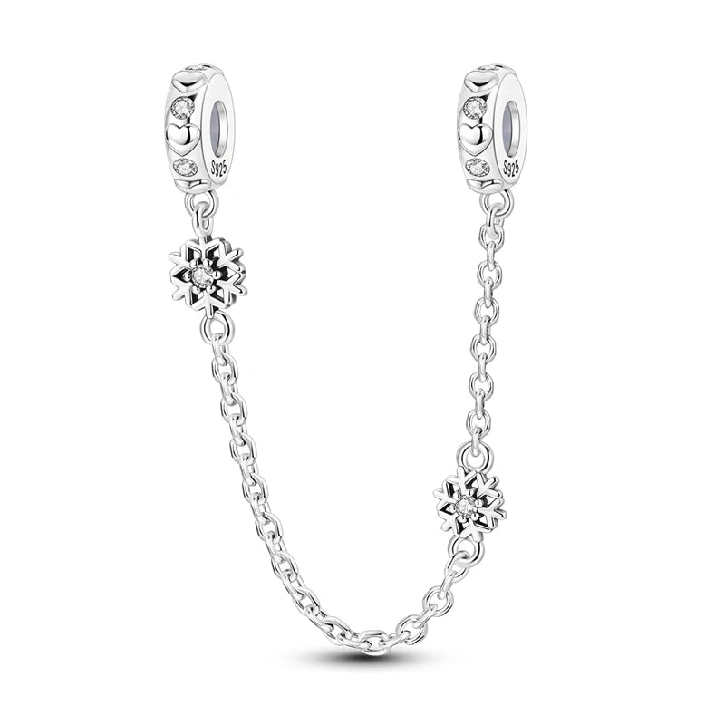 Safety Chain Charms Fit Original 925 Sterling Silver Charms Beads Moon Star Butterfly Heart Safety Chain For Women Jewelry Gifts