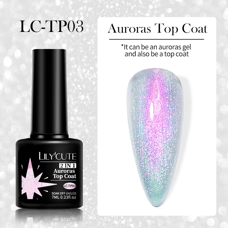 LILYCUTE 7ml Base Nowipe Top Coat Soak Off UV LED Gel Nail Polish Reinforcement Gel Semi Permanent Multifunction Gel Varnishes