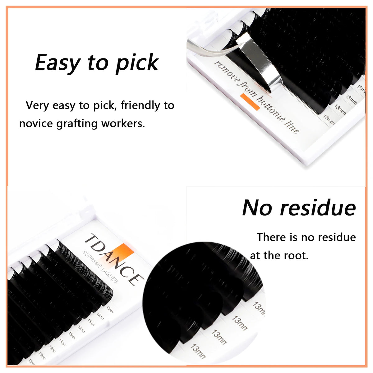 TDANCE Classic Eyelash Extension Korea PBT 16 Row Matte Black Faux Mink Lashes Russian Volume Makeup Eyelashes Individual Lash