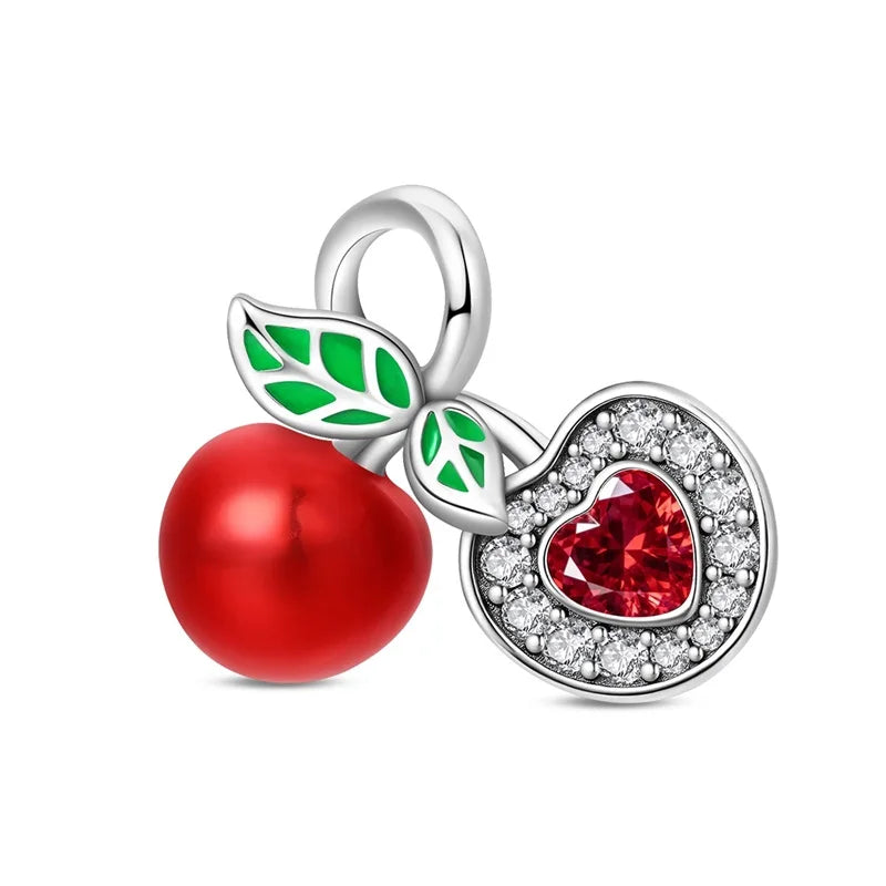 925 Silver Color Strawberry Cherry Apple Avocado Fruit Charms Beads Fit Qikaola 925 Original Bracelets Fine DIY Birthday Jewelry
