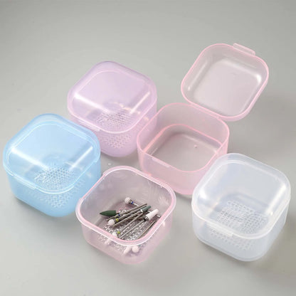Nail Drill Bits Disinfection Box Double Layer Filtration Cleaning Box Manicure Storage Case Nail Brush Cleaning Container