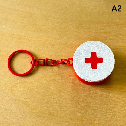 Mini Portable Plastic Pill Box with Keychain - Cross Symbol Medicine Case for Daily Use And Emergencies Sliding Capsule Holder