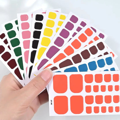 22tips Solid Bake Free Gel Toe Nail Strips Naked Color Stickers Pedicure Pink DIY Adhesive Nail Red Black Gel Manicure Poli O9R5