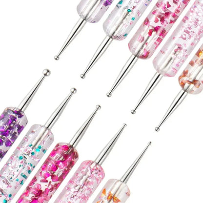 5Pcs/set Portable Nail Art Dotting Pen Crystal Beads Handle Dual-ended Drawing Painting Rhinestones Gems Pens Manicure Tools