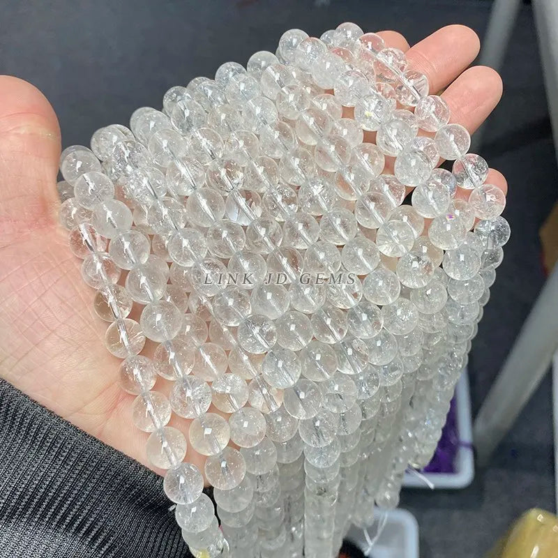 3A Natural Rock Quartz Beads Round Loose Spacer Flaws White Crystal For Jewelry Making Bracelet Necklace Diy Accessory Findings