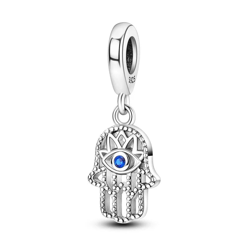Hot Sales 925 Sterling Silver Charms Beads Devil's Eye Fatima's Hand Cross Beads Fit Original Bracelet Women DIY Jewelry Gifts