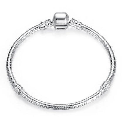 Original 925 Silver Bracelets Four Leaf Clover Butterfly Heart Bracelet Fit DIY Charms Beads Fashion Jewelry 17-20CM