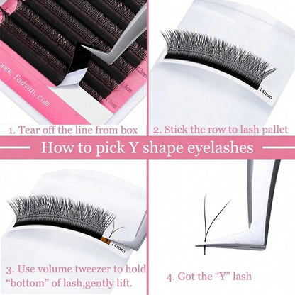 FADVAN YY Shape 6-15mm Lashes 2D 0.07/0.05mm Faux Mink C/D Curl Natural Soft Brazilian Premade Volume Fan Eyelashes Extension