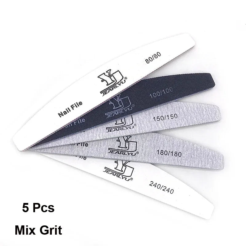 5Pcs Professional Nail File Set – 80/100/150/180/240 Grit Mix | Colorful Emery Boards for Shaping, Buffing & Cuticle Prep