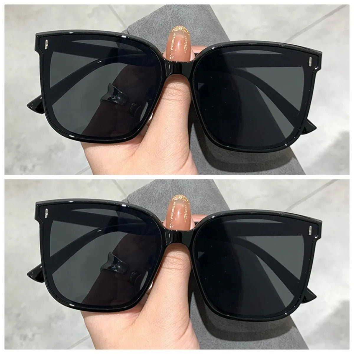 MJYIWANG Fashion Korean Personality Ins Trend Black Square Frame UV400 Sunglasses for Unisex Street Sunglass