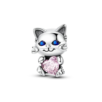Original Charms 925 Silver Cute Animals Cat Bear Bead For Silver Bracelet Diy Fahsion Jewelry