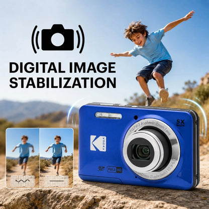 KODAK PIXPRO FZ55-RD 16MP Digital Camera 5X Optical Zoom 28mm Wide Angle 1080P Full HD Video 2.7" LCD Vlogging Camera
