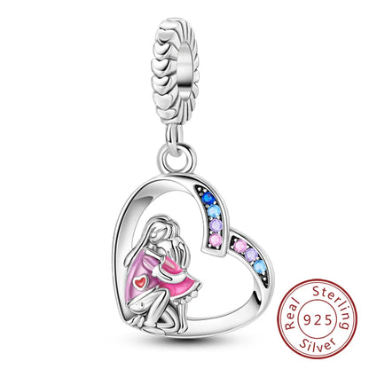 Charm 925 Sterling Silver Pink Pendant Charm Fit Original Charm Bracelet Necklace Beads DIY Jewerlry Accessories